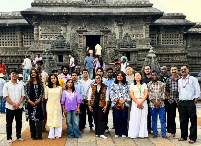 International students at the Chennakeshava Temple, Belur