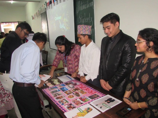 International students at the Open Day stall
